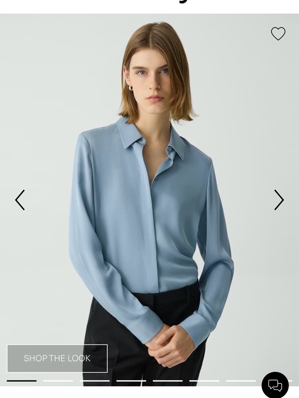 Theory Powder Blue Silk Button-Down Shirt